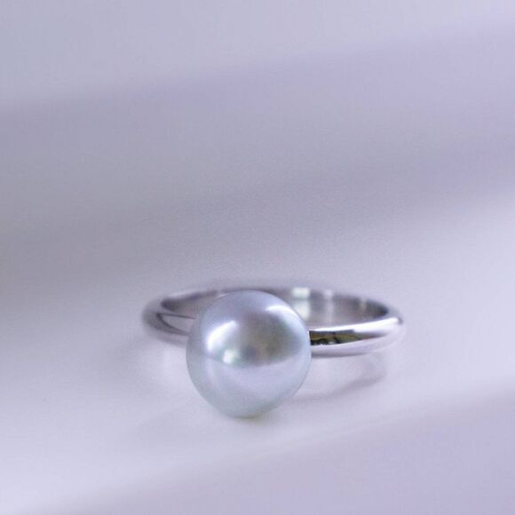 White South Sea Pearl Ring in 14k White Gold Size 7 New! - Picture 1 of 3